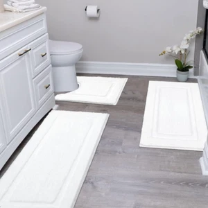 Bathroom Runner Rugs Set of 3 Ultra Soft Bath Mat with U Shaped Toilet Rug Absor - Picture 1 of 12