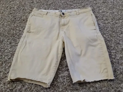 LRG Shorts Mens 31 (Actual 33) Beige Khaki Cut Off Flat Front Cotton Blend - Image 1 of 4