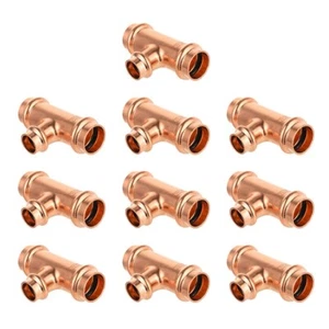 10 PCS EFIELD 3/4" X 3/4" X 1/2" Copper Press Fit Tee Copper Fittings, Lead Free - Picture 1 of 5