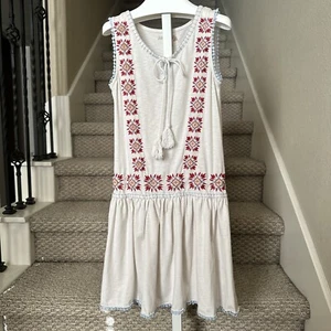 Boutique Jak and Peppar Girls Cream Embroidered Design Sleeveless Dress Size 10 - Picture 1 of 6