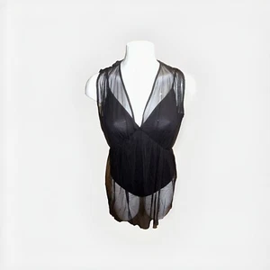 Neu mit Etikett $ 58 Topshop ärmelloser Tüll-Body Größe 8 schwarz V-Ausschnitt - Bild 1 von 4