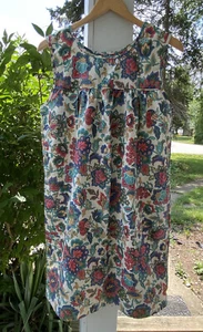 Vintage M Hauskleid Pullover Staubtuch ärmellos 80er 90er Blumen Staubfarbe Taschen - Bild 1 von 7