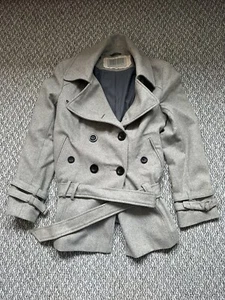 Womens River Island Coat, Size 12, Belted, Wool Blend, Pea Coat, Grey (58) - Picture 1 of 7
