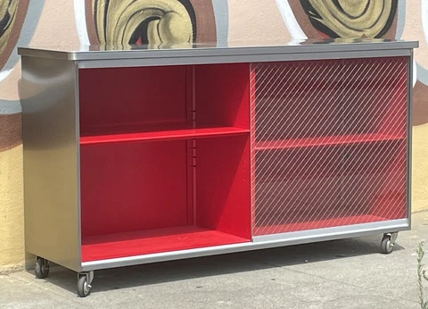 vintage steel Credenza mid century industrial 50's steelcase tanker desk 1960s Cover