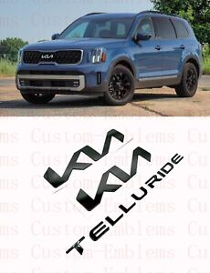 Gloss Black EMBLEM NAMEPLATE SET Fit 2023 2024 KIA TELLURIDE Front and Tailgate