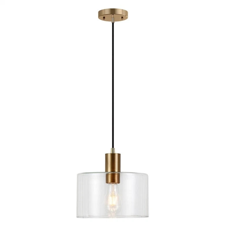 2 Meyer Cross Henri 1-Light Hand-Blown Glass Pendant with Brass Accents PD0096 