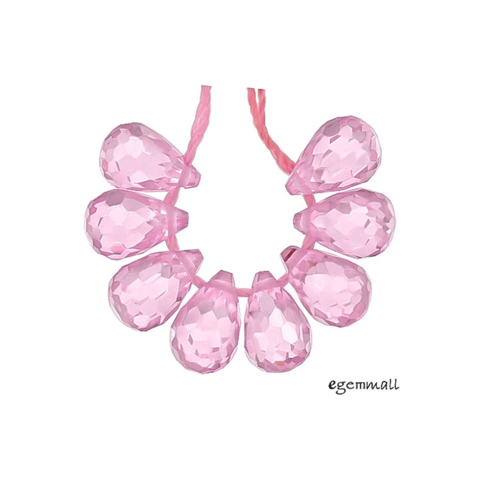 8 cuentas Briolette lágrima circonita cúbica 6x9 mm rosa cerdito #64114 Foto 1 de 1