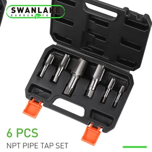 NEW 6 Piece NPT Taper Pipe Tap Set 1/8" 1/4" 3/8" 1/2" 3/4" 1" Full Set Threader - Picture 1 of 6