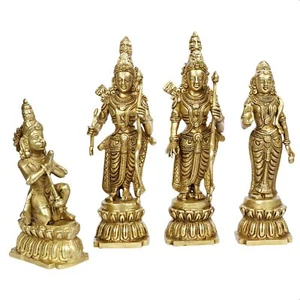 Brass Ram Darbar Murti Rama Sita Lakshman Hanuman Statue Hindu Puja Idol 12 Inch - Picture 1 of 4