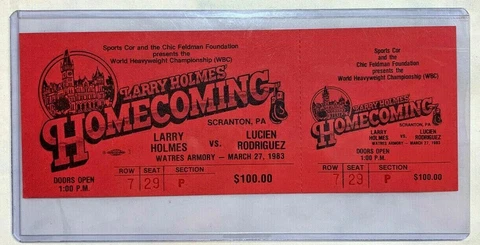 Larry Holmes vs Lucien Rodriguez ticket stub w Plastic Holder BOXING 1983 Cover