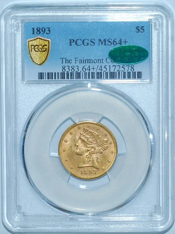1893 PCGS MS64+ CAC Liberty Head Gold $5 Half Eagle Cover