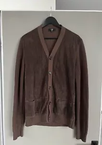 dunhill Strickjacke Pullover Kalbsleder braun Gr. M - Bild 1 von 16