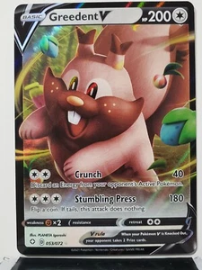 Tarjeta de Pokémon HOLO Greedent V - 053/072 casi nuevo / m - Destinos brillantes escudo espada - Imagen 1 de 2