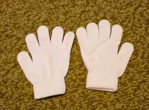 White Knit Kids Communion Wedding Flower Girls Party stretch Gloves - Picture 1 of 2