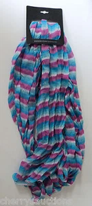 N1 Blue pink White lightweight SCARF stripe 12" x 64" CRINKLE Fashion Wrap new - Picture 1 of 2