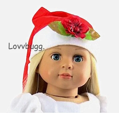 Red Satin Santa Elf Hat for American Girl 18" Doll Clothes FREESHIP ADDS - Image 1 of 4