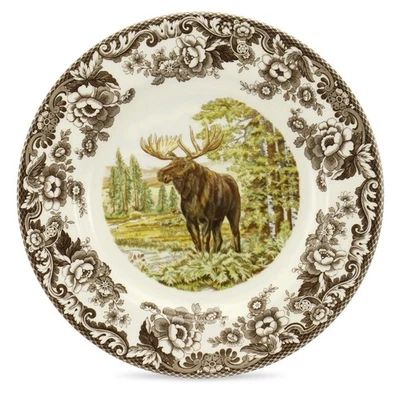 Woodland Majestic Moose Dinner Plate – 10.5 Inch Wildlife Design in Fine Eart... - Image 1 of 4