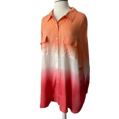 Camisa túnica Denim 24/7 NUEVA SIN ETIQUETAS con botones Rayón para mujer 28W playa boho colorida Foto 1 de 4