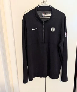 Nike Brooklyn Nets Coaches 1/4 Zip Pullover Size XL Black On Court City Edition  - Picture 1 of 11