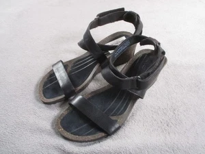 Teva Cabrillo Strap Wedge Shoes Womens Size 7 Black Leather Sandals Comfort - Picture 1 of 23