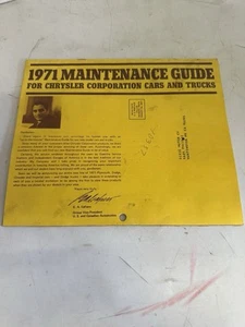 Vintage 1971 Chrysler Cars And Trucks Owner's Manual Maintenance Guide - Picture 1 of 8