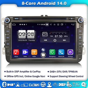 64G Android 14 Car stereo Sat Nav DAB+GPS VW Golf 5/6 Jetta Caddy T5 Touran Seat - Picture 1 of 12