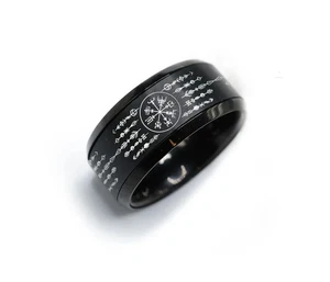 Anillo de boda cultural unisex adulto negro tungsteno runa vikinga anciano futhark - 8 mm - Imagen 1 de 3