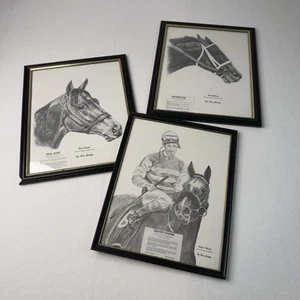 Sam Jurige Drawings Kentucky Derby Silver Charm 97, Real Quiet 98, Grindstone 96 - Picture 1 of 6