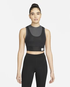 Air Jordan Women Essentials Tight Fit Lightweight Cropped Top Black/Gray Size M - Picture 1 of 11