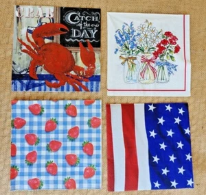 Eight 8 Napkins for Decoupage Paper Crafts Stars Strawberry Crab Jar w Flowers - Picture 1 of 5