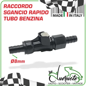 SGANCIO RAPIDO TUBO BENZINA INNESTO DA 8 MM COLLEGAMENTO SERBATOIO MOTO SCOOTER - Foto 1 di 2