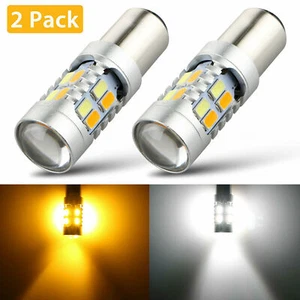 2x 1157 Dual Color Switchback 5630 6000K White/Amber LED Signal Turn Light Bulbs - Picture 1 of 8