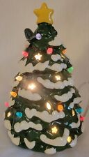 Ceramic Christmas Holiday 7" Tree Bird Colorful Light Stars Vtg Retro
