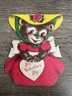 Vintage Valentine Card Fancy Bear With Question To Ask, Used