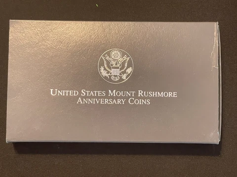 1991 US Mount Rushmore Anniversary Coin Proof Silver Dollar w/ Box and COA Cover