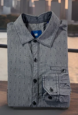 Camisa Michael Brandon Para Hombre Talla M Gris Con Botones Manga Larga Foto 1 de 4