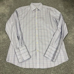 Charles Tyrwhitt Shirt French Cuff 16.5/36 Blue Plaid Check Slim Fit Non Iron - Picture 1 of 7