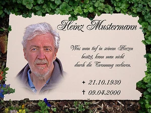 Grabsteine Grabplatte Gedenkstein Keramik Grabstein-p01►Ihr Foto+Inschrift◄30x20 - Bild 1 von 5