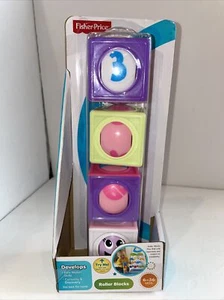 Bloques de rodillos Fisher Price rosa púrpura blanco caras números flores - Imagen 1 de 4