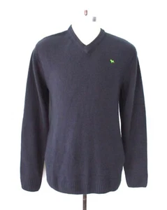 Maglione scollo a V acrilico morbido inchiostro blu navy Aeropostale nuovo con etichette logo cane slim fit M - Foto 1 di 5