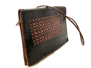 Vintage gambische Schultertasche, 70er Jahre Boho Artisan braune Handtasche - Bild 1 von 10