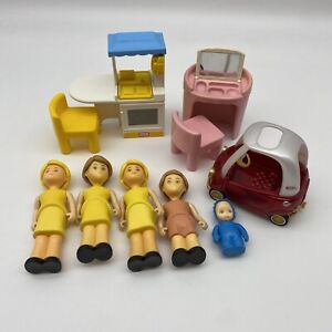 Vintage Fisher Price Little Tikes Dollhouse Furniture & People Lot
