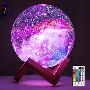 Moon Lamp Galaxy Lamp 5.9 Inch 16 Colors LED 3D Moon Light, Remote & Touch Co... - Picture 1 of 1