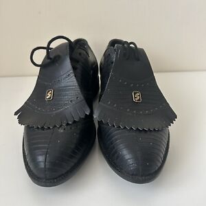 Stylo Men's Golf Shoes Size UK 9 Black Champ Hardened Steel Made in England
