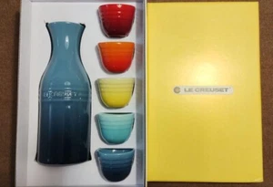 Le Creuset SAKE Set Tokkuri Ochoko Rainbow Blue bottle japan cups Japan - Picture 1 of 3