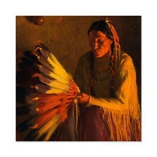Sharp War Bonnet Native American Painting Wall Art Canvas Print 24X24 In
