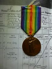 WW1 British Victory Medal to Saunders, Royal Marine Artillery - Wounded, Dorset