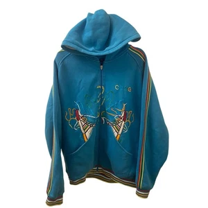 Vintage Coogi Embroidered Sneaker Full Zip Hoodie XL - Blue Kicks Graphic Y2K - Picture 1 of 7