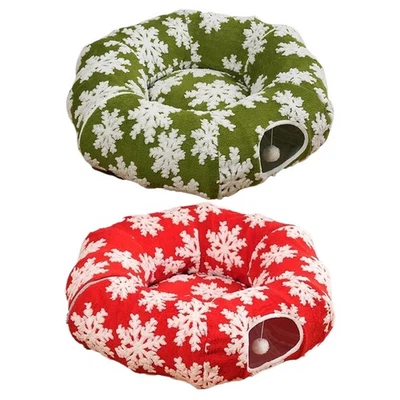 Navidad Gato Túnel Cama Gato Donut Nido Suave Gatito Donut Túnel Juguete Foto 1 de 4
