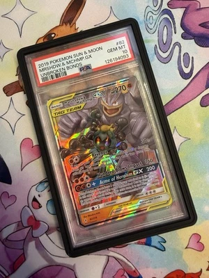 Pokémon Marshadow & Machamp GX Ultra Rare TCG Card 82/214 Unbroken Bonds PSA 10 - Image 1 of 2